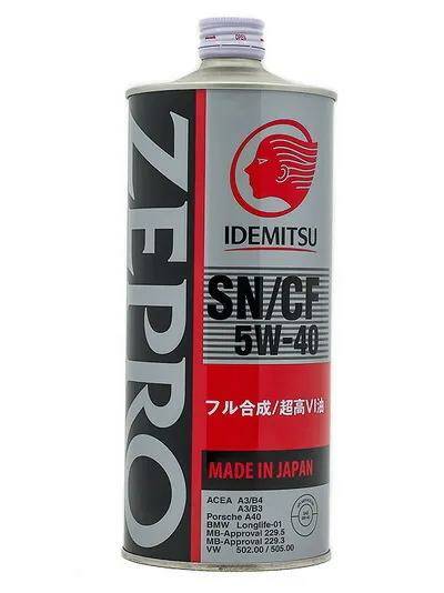 5W40 1 л синт.IDEMITSU ZEPRO RACING SPEC   API SN, ACEA A3/B4,MB229.5,VW502.00/505.00