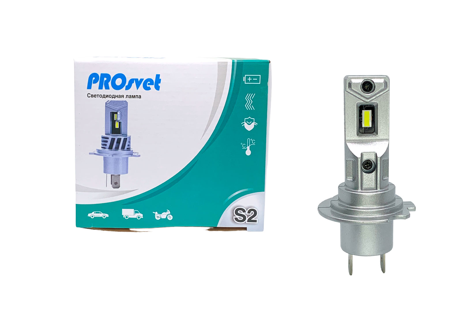 Светодиоды PROSVET S2 H7/H18, 25Вт 12v 4000Lm, 5000K SD022