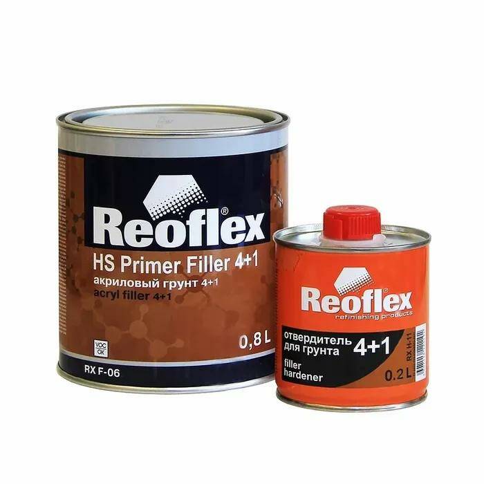 Грунт акриловый  4+1 HS Primer Filler 4+1 (Белый, 0.8л) + отвердитель (0.2л) REOFLEX  RXF-06